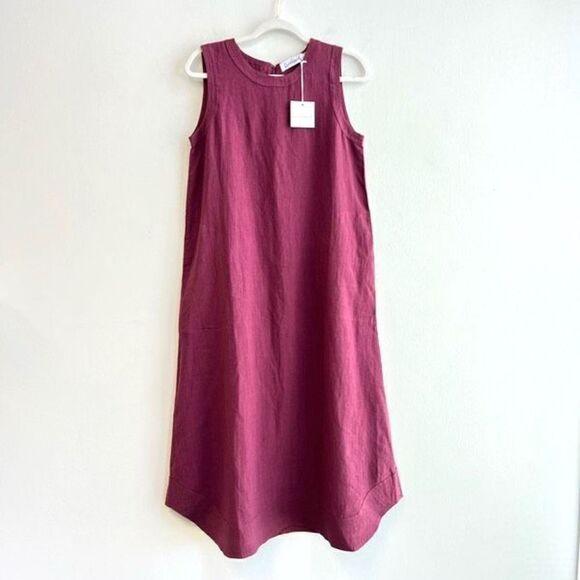 Rachel Antonoff Dress Linen Cotton Blend Midi Sleeveless Pockets Size Small NWT - Picture 1 of 13